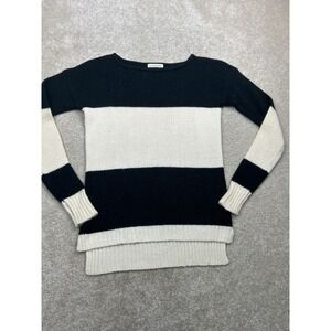 Poof Excellence Striped Sweater S Black Cream High Low Hem Dark Academia Mod